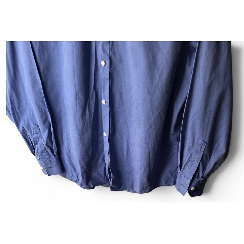 Talbots Wrinkle Resistant Blue Button Front Shirt Size 4 100% Cotton Long Sleeve - Picture 4 of 7